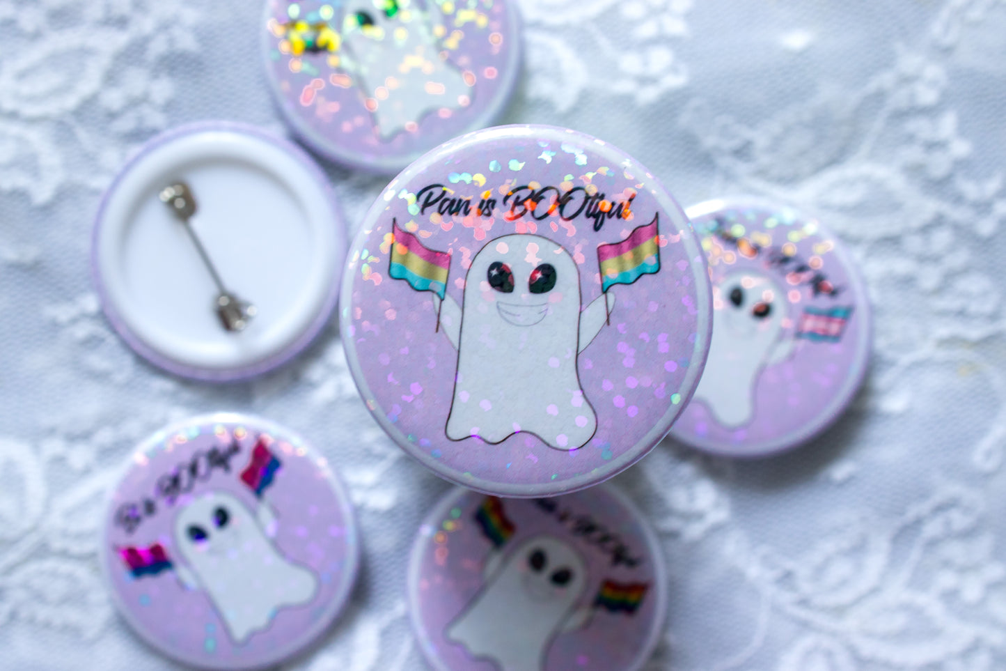 Pride is BOO-tiful! - Cute Ghost LGBT+ Flag Pin Badges