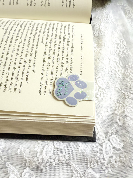 “Take a Paws” Magnetic Bookmark – Purple Paw Print