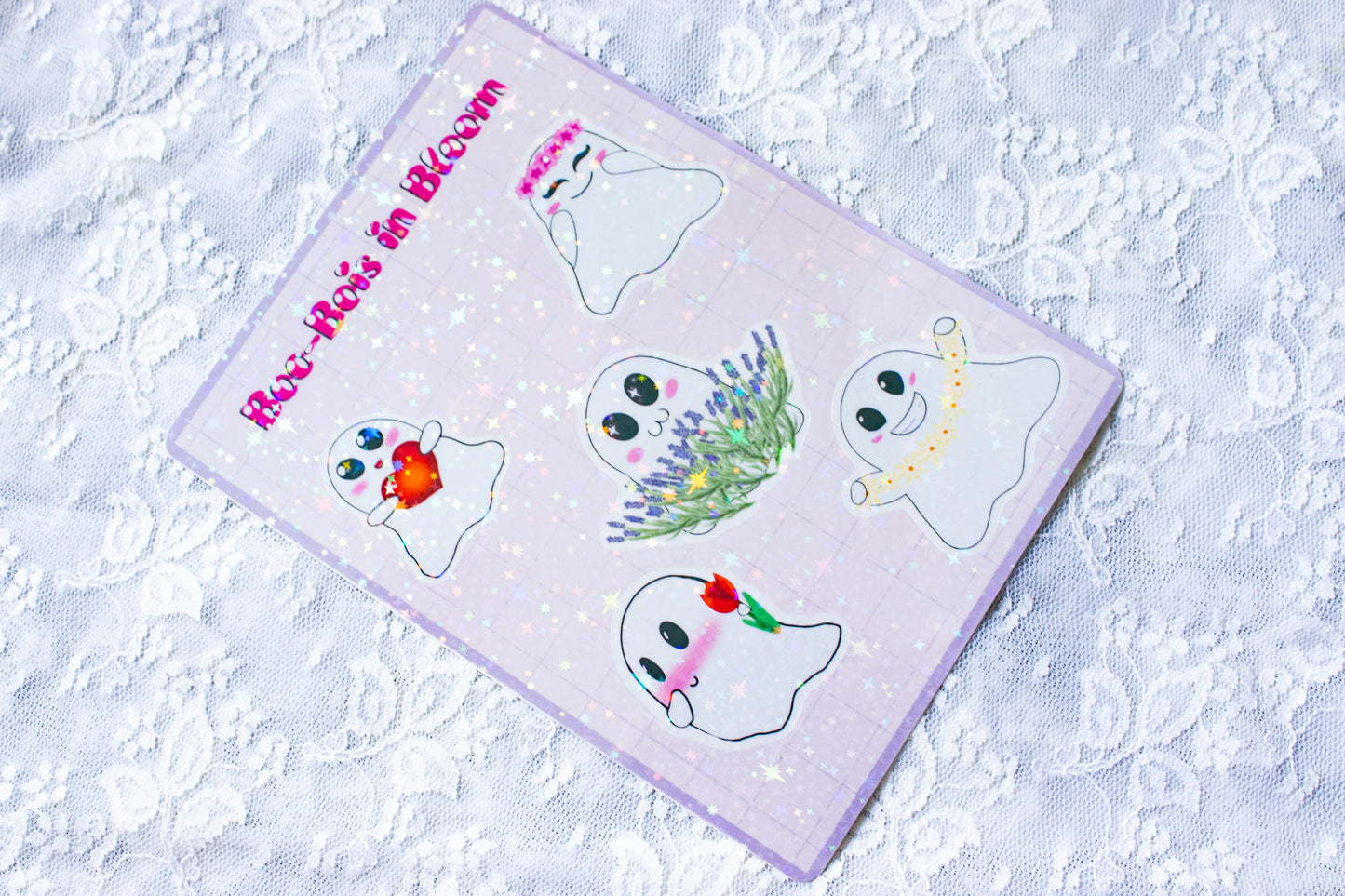 Boo Bois in Bloom - Floral Ghost Holographic Sticker Sheet