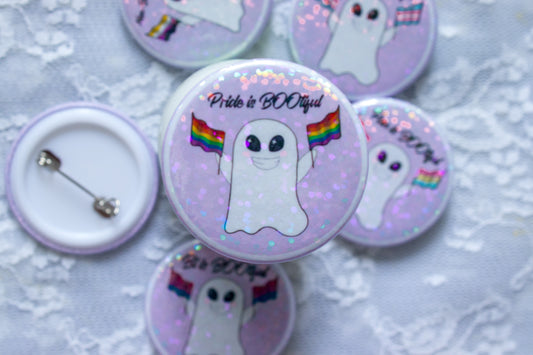 Pride is BOO-tiful! - Cute Ghost LGBT+ Flag Pin Badges