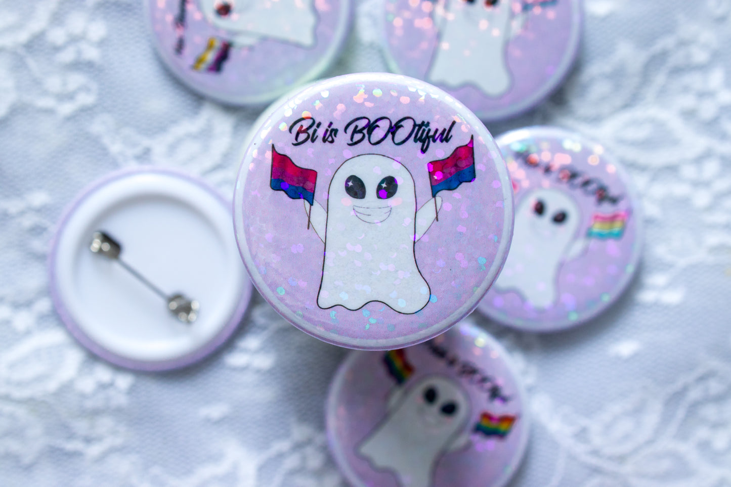 Pride is BOO-tiful! - Cute Ghost LGBT+ Flag Pin Badges