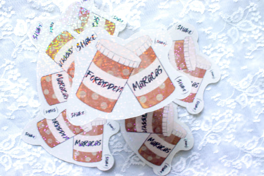 Forbidden Maracas - Holographic pill bottles sticker