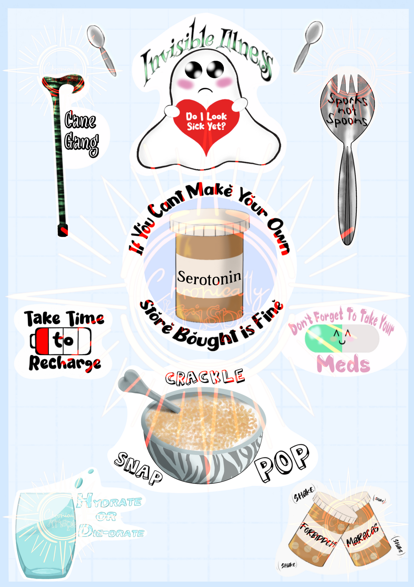 Invisible Illness Sticker Sheet - Empowering Humour & Daily Reminders