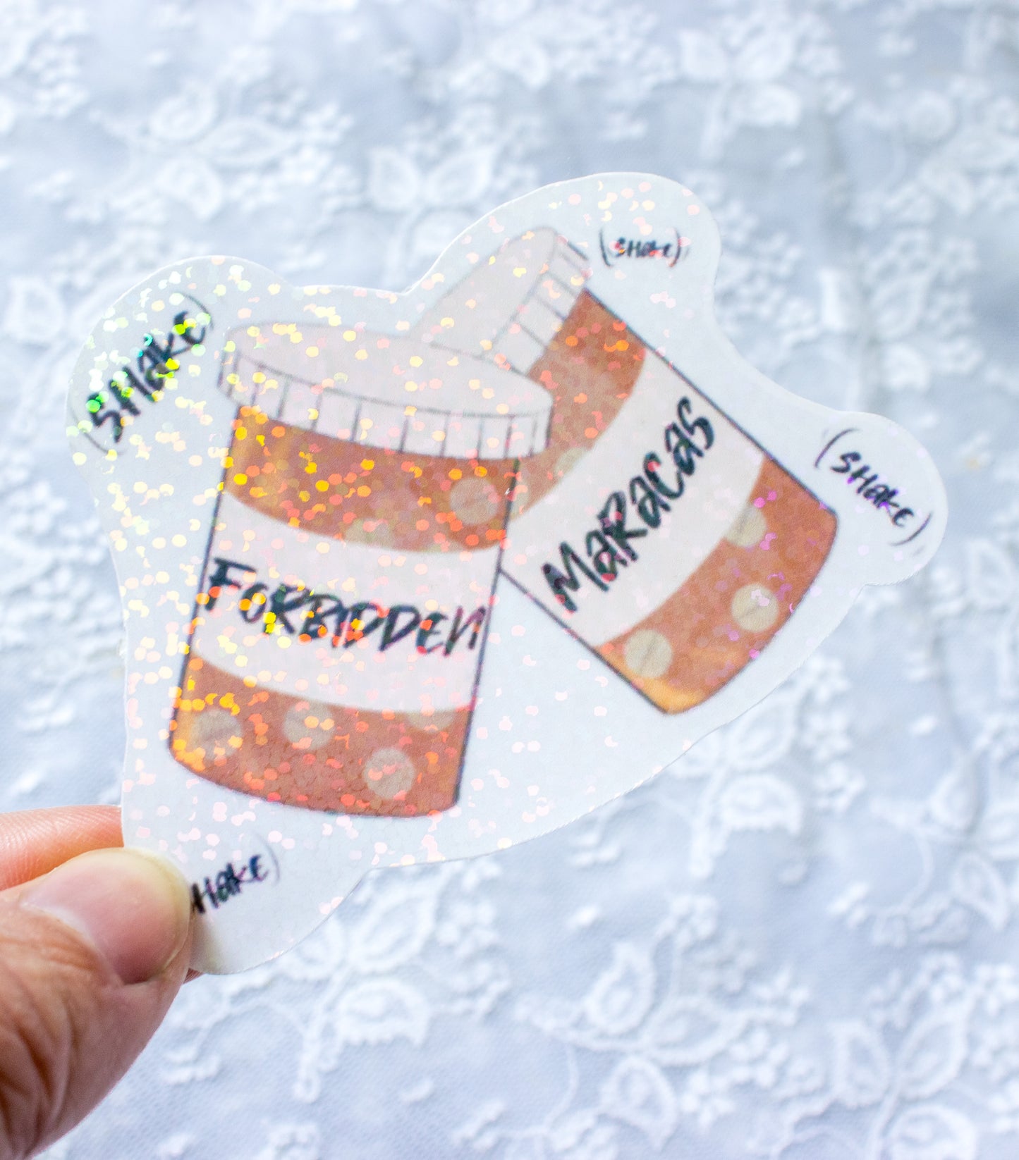 Forbidden Maracas - Holographic pill bottles sticker
