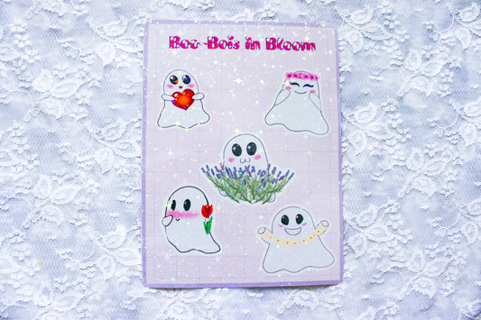 Boo Bois in Bloom - Floral Ghost Holographic Sticker Sheet