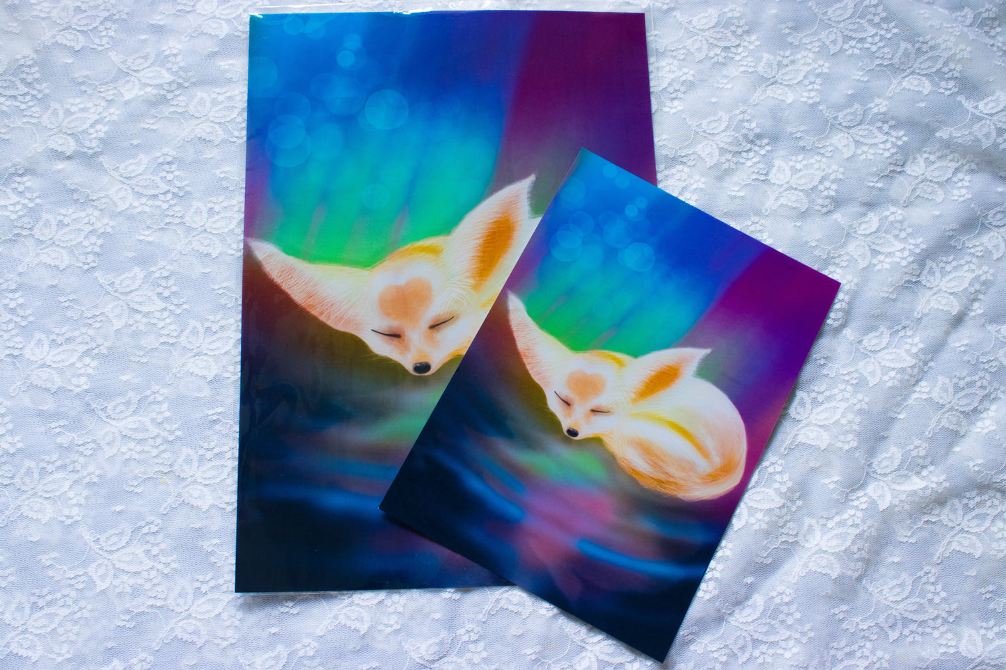 Aurora Slumber - Sleeping Fennec Fox Digital Art Print