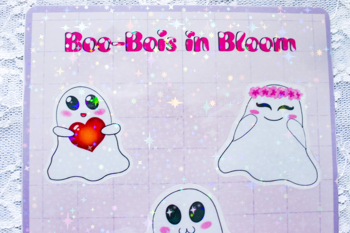 Boo Bois in Bloom - Floral Ghost Holographic Sticker Sheet