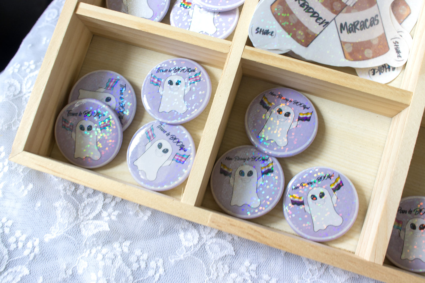 Pride is BOO-tiful! - Cute Ghost LGBT+ Flag Pin Badges