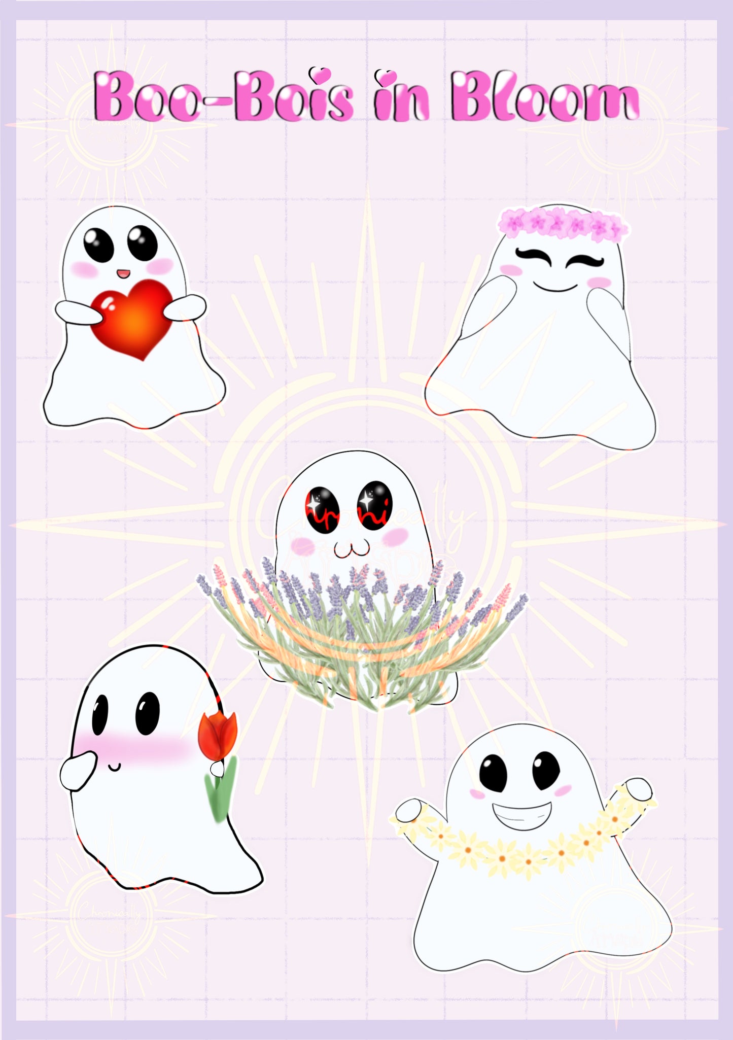 Boo Bois in Bloom - Floral Ghost Holographic Sticker Sheet
