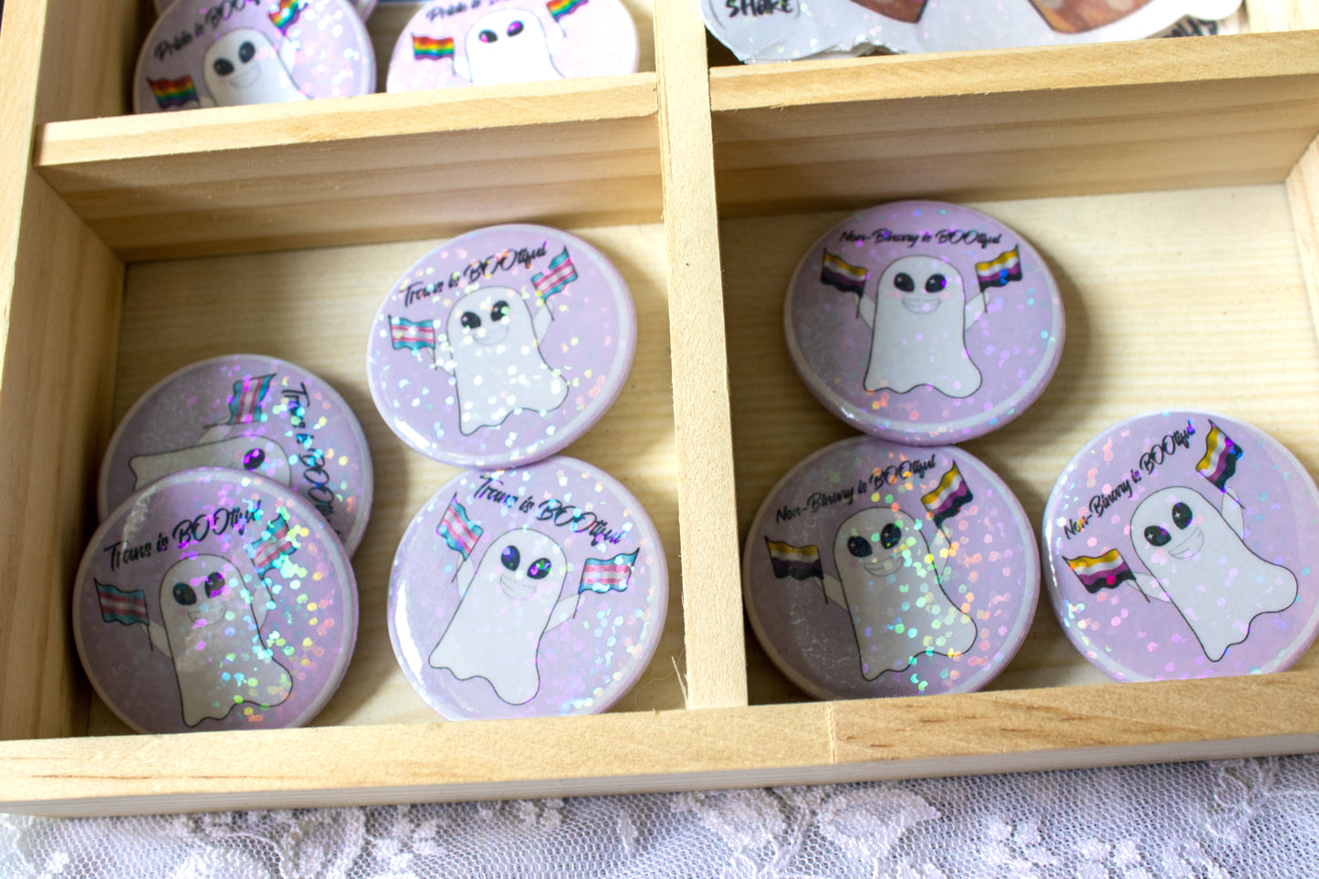 Pride is BOO-tiful! - Cute Ghost LGBT+ Flag Pin Badges