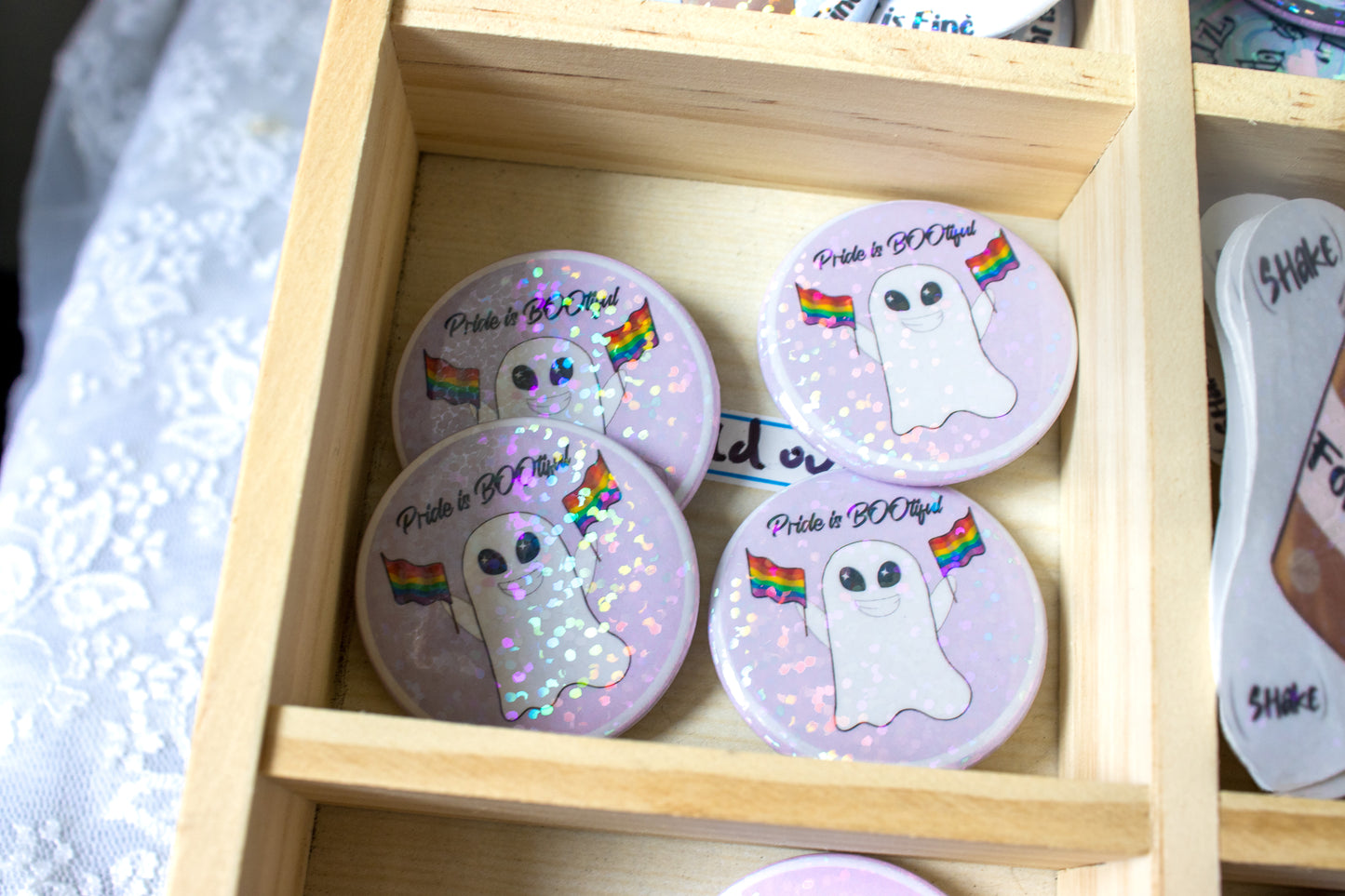 Pride is BOO-tiful! - Cute Ghost LGBT+ Flag Pin Badges