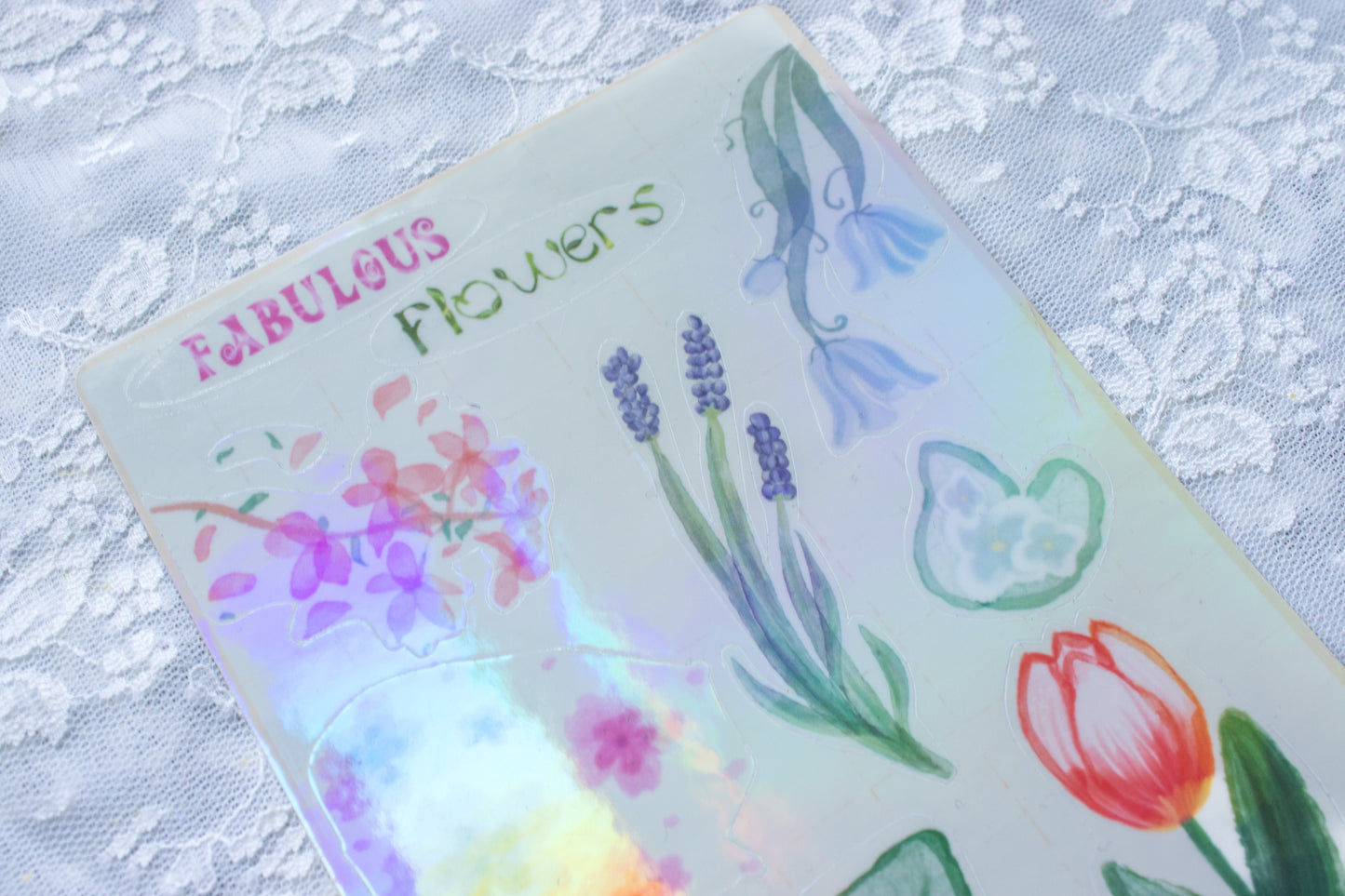 Fabulous Flowers - Holographic Watercolour Botanical Sticker Sheet