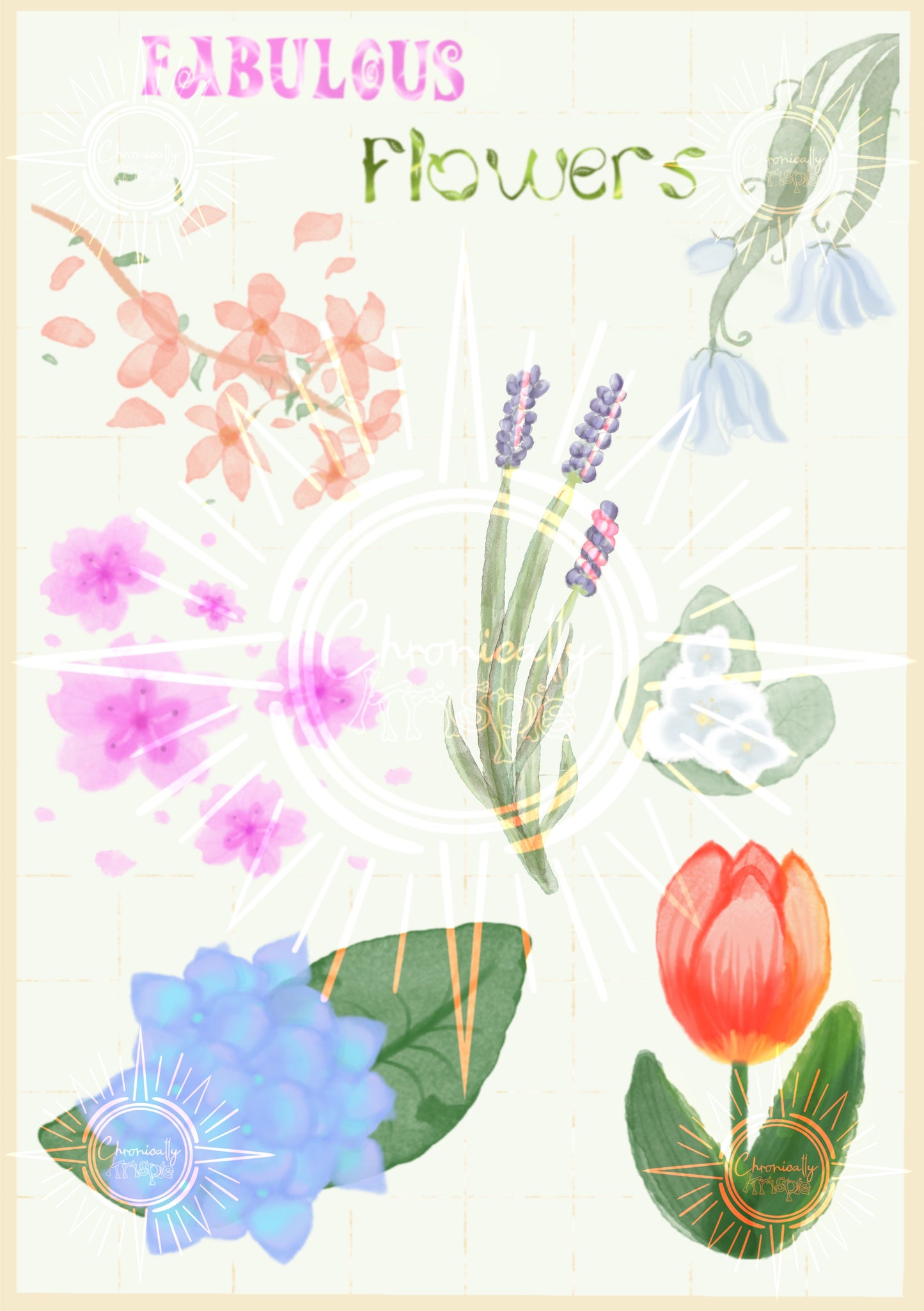 Fabulous Flowers - Holographic Watercolour Botanical Sticker Sheet