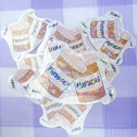 Forbidden Maracas - Holographic pill bottles sticker